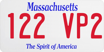 MA license plate 122VP2