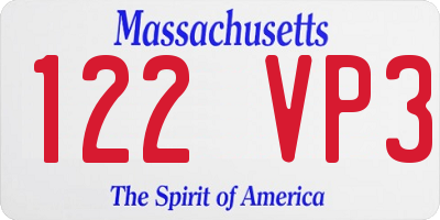 MA license plate 122VP3