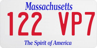 MA license plate 122VP7