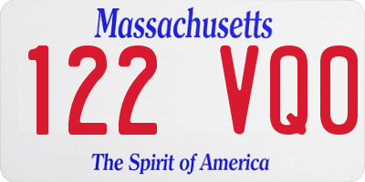 MA license plate 122VQ0