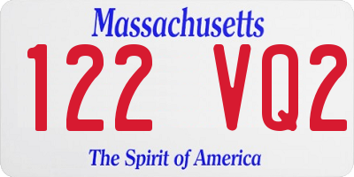 MA license plate 122VQ2