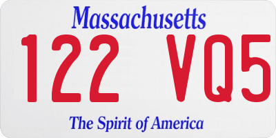 MA license plate 122VQ5