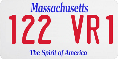 MA license plate 122VR1