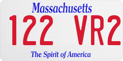 MA license plate 122VR2