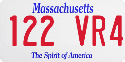 MA license plate 122VR4