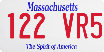 MA license plate 122VR5