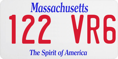 MA license plate 122VR6
