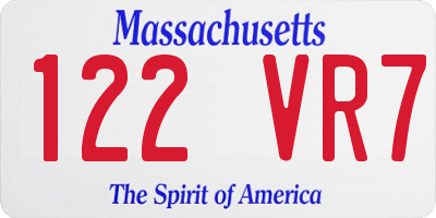 MA license plate 122VR7