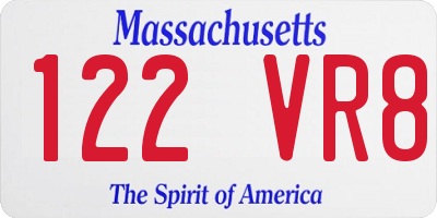 MA license plate 122VR8