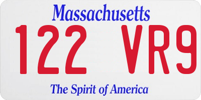 MA license plate 122VR9