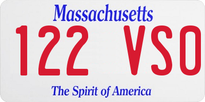 MA license plate 122VS0