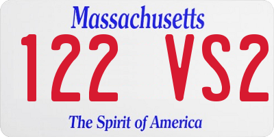 MA license plate 122VS2