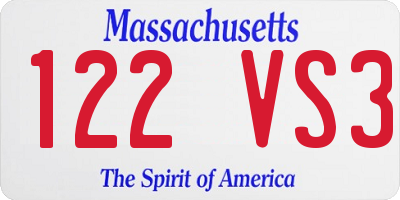 MA license plate 122VS3