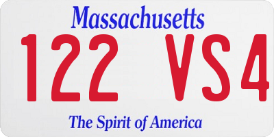 MA license plate 122VS4