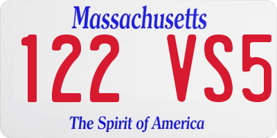 MA license plate 122VS5