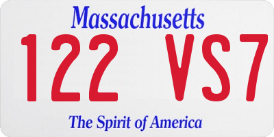MA license plate 122VS7