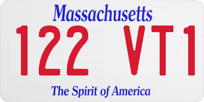 MA license plate 122VT1