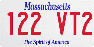 MA license plate 122VT2