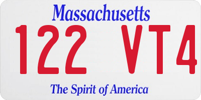 MA license plate 122VT4