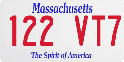 MA license plate 122VT7