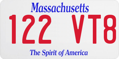 MA license plate 122VT8