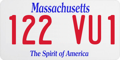 MA license plate 122VU1