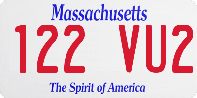MA license plate 122VU2
