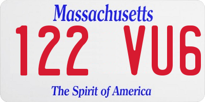 MA license plate 122VU6