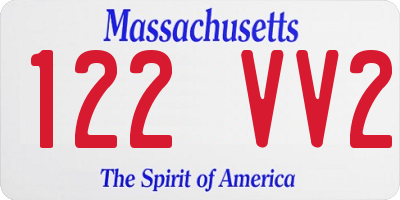 MA license plate 122VV2