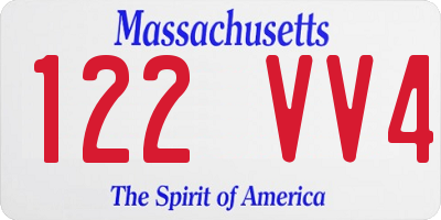 MA license plate 122VV4