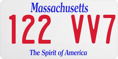 MA license plate 122VV7