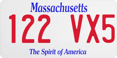 MA license plate 122VX5
