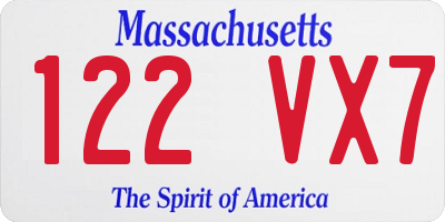 MA license plate 122VX7