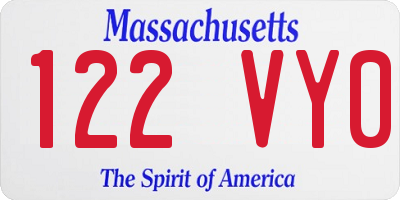 MA license plate 122VY0