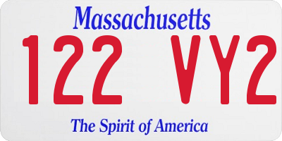 MA license plate 122VY2