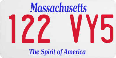 MA license plate 122VY5
