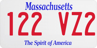 MA license plate 122VZ2