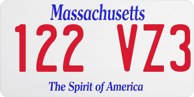 MA license plate 122VZ3