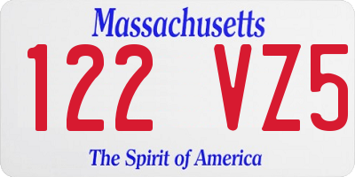MA license plate 122VZ5