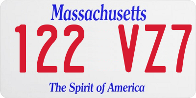 MA license plate 122VZ7