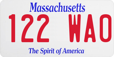 MA license plate 122WA0