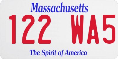 MA license plate 122WA5