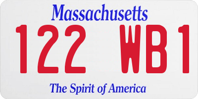 MA license plate 122WB1
