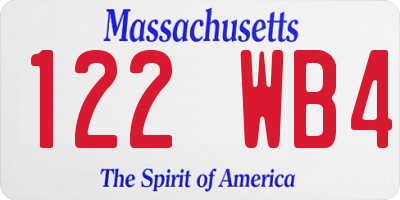 MA license plate 122WB4