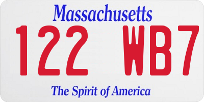 MA license plate 122WB7