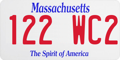 MA license plate 122WC2