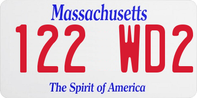 MA license plate 122WD2