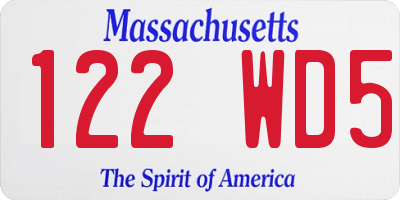 MA license plate 122WD5