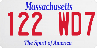 MA license plate 122WD7