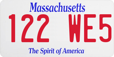 MA license plate 122WE5